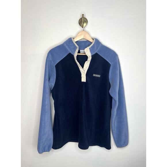 Columbia Fleece Snap Pullover Blue Two Tone - Picture 1 of 5